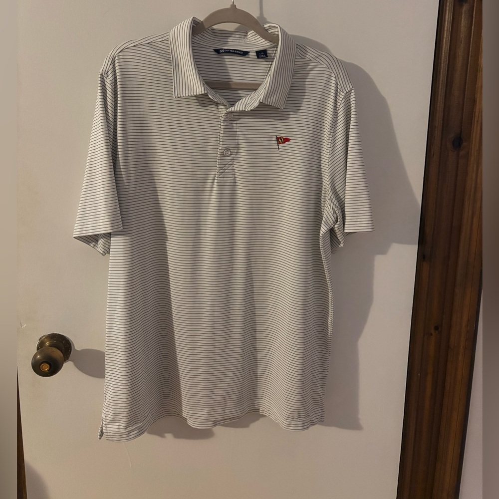 Cutter & Buck White Striped Polo Shirt